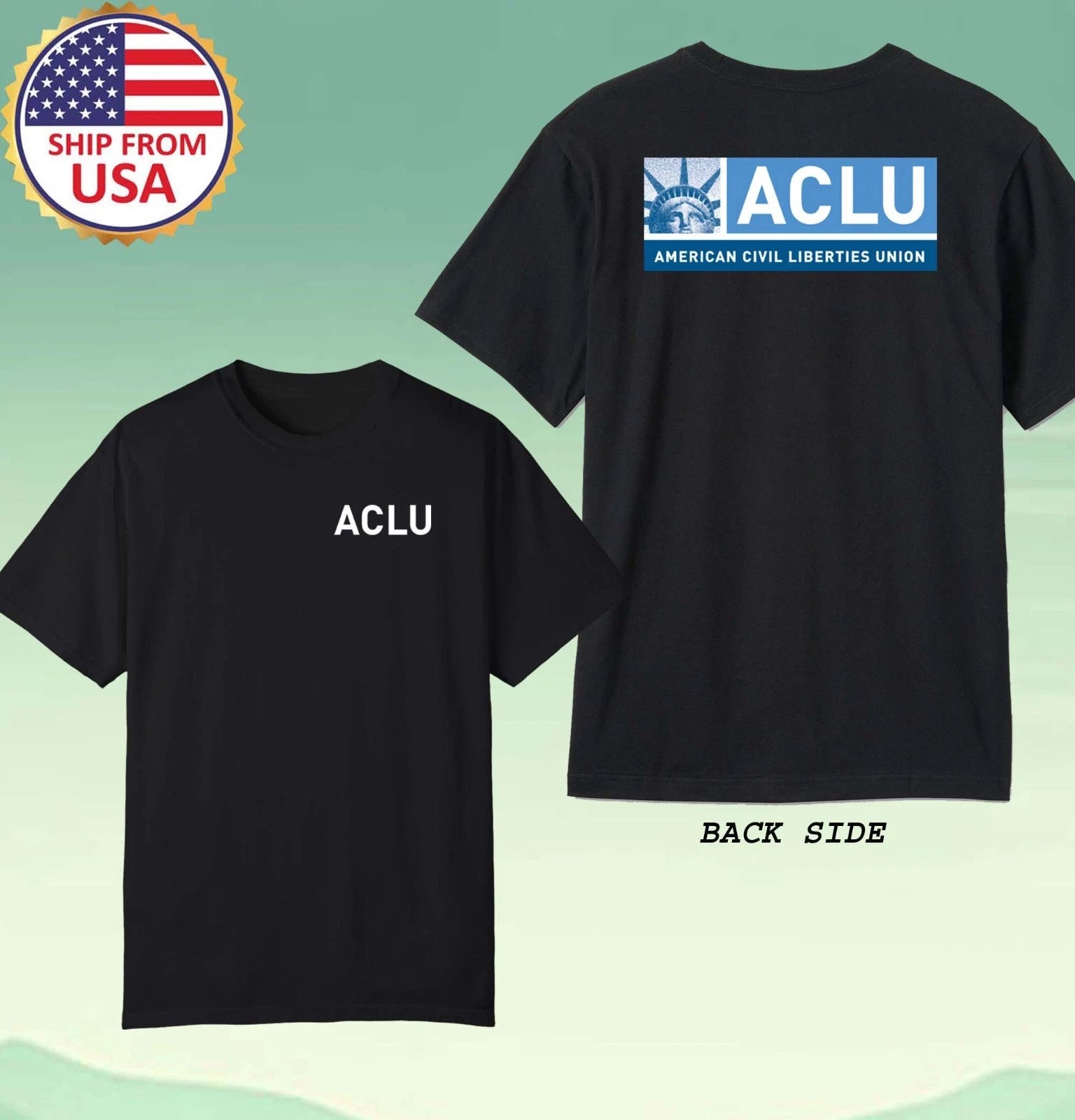 ACLU American Civil Liberties Union Men's Black Size S-5XL