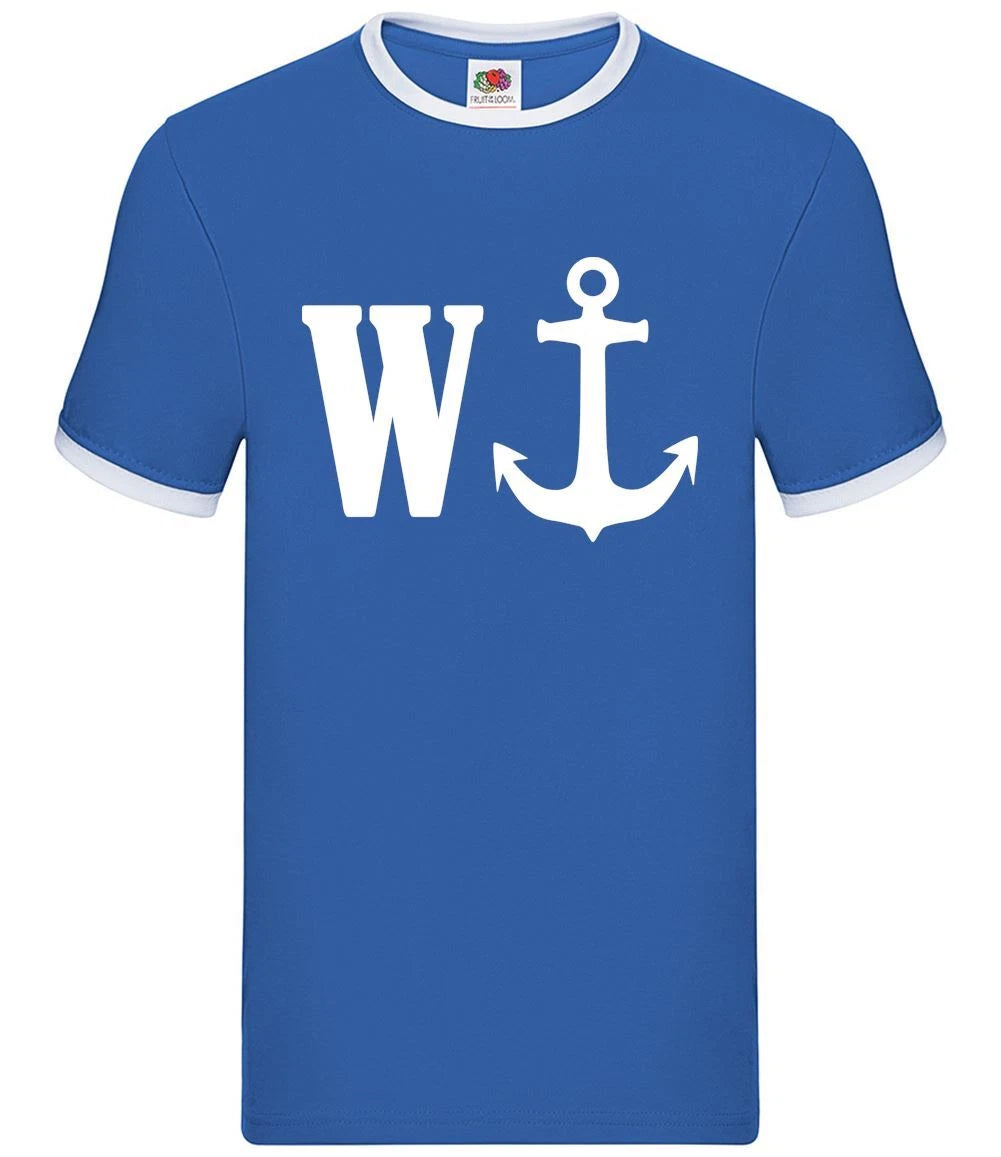 W Anchor - Mens Ringer - Wanker Rude Boats Lad Funny Offensive Gift