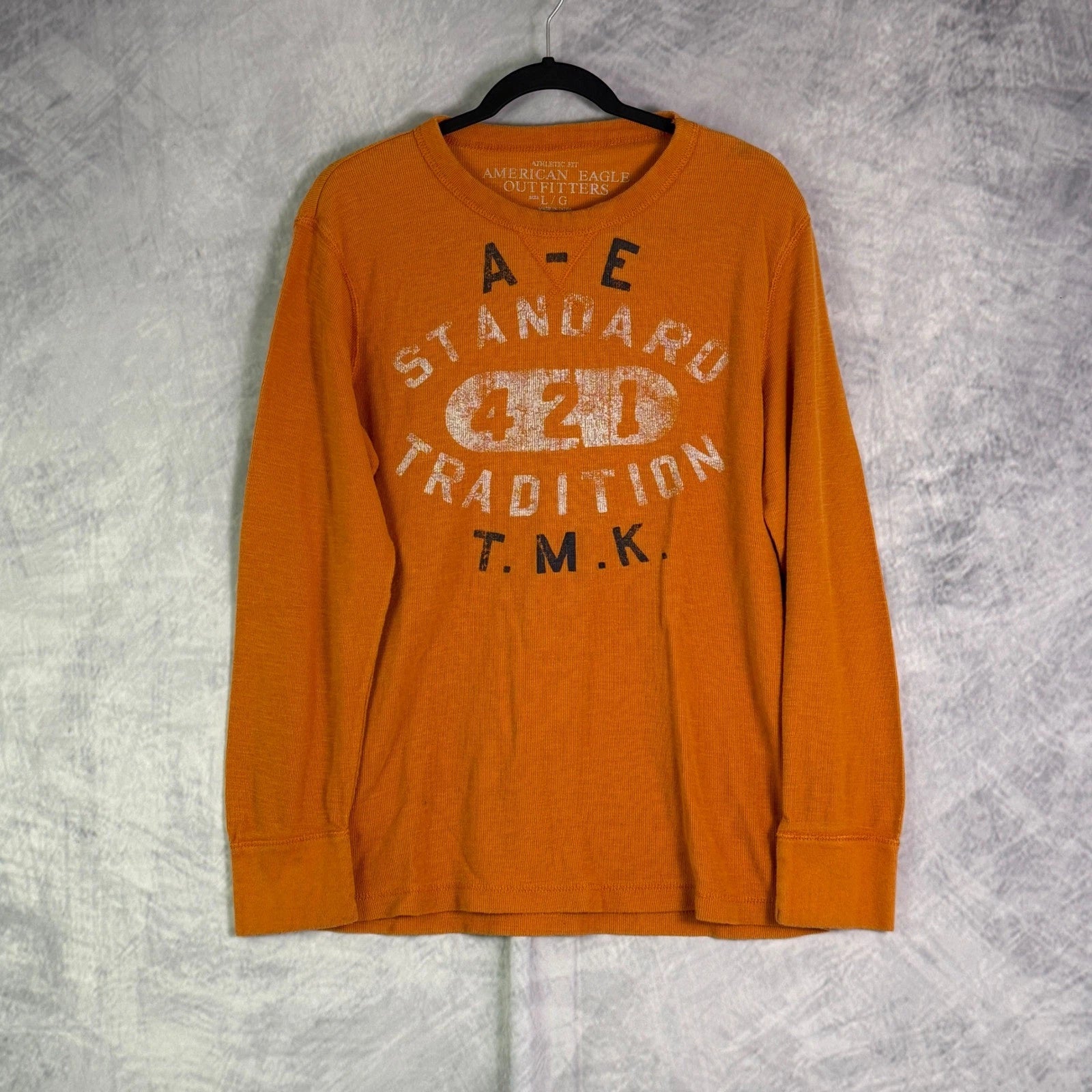 Y2K American Eagle Mens Long Sleeve Graphic thermal shirt sz L T Shirt grunge
