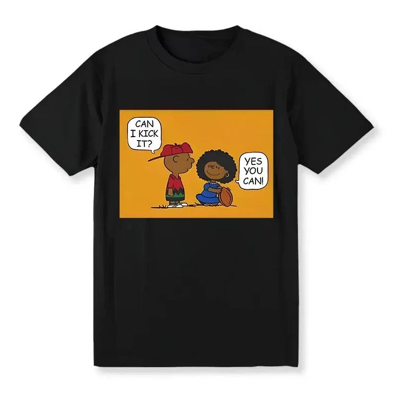 Can I Kick It Cartoon Tee, Motivational Fun Men's Shirt, 100% Cotton T-Shirt