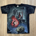 Dark Fantasy T-Shirt M All Over Print Black Gothic Grim Reaper Skull AOP