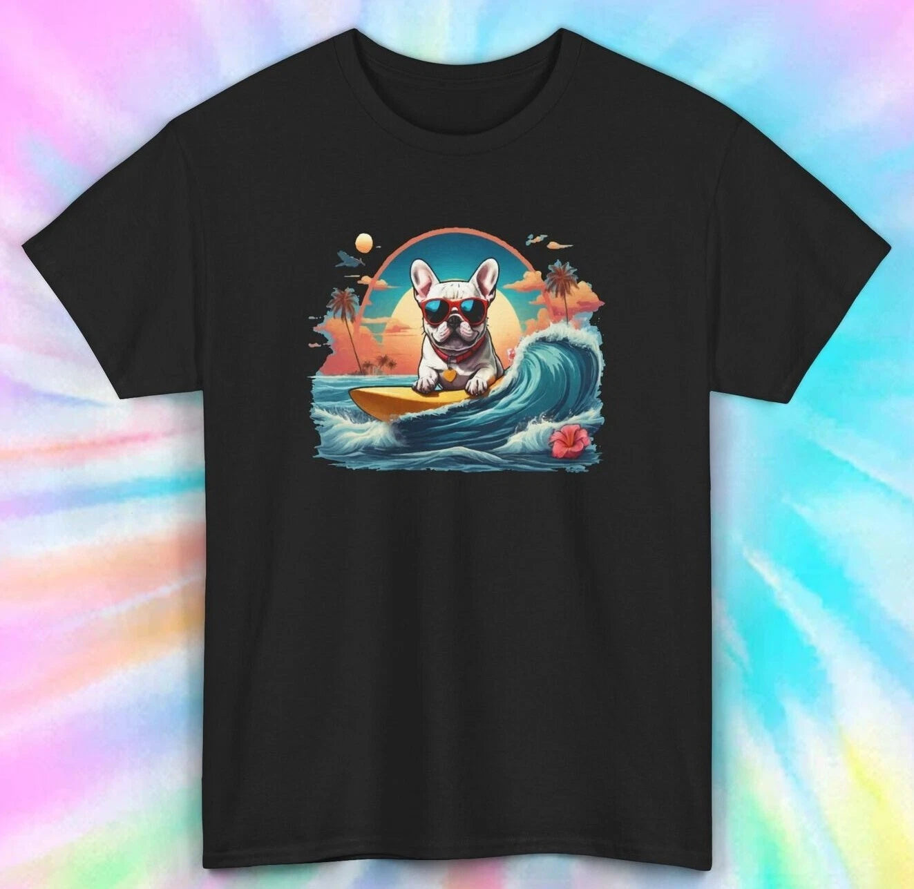 French Bulldog Surfing T-Shirt | Summer Beach Dog Tee S-5XL