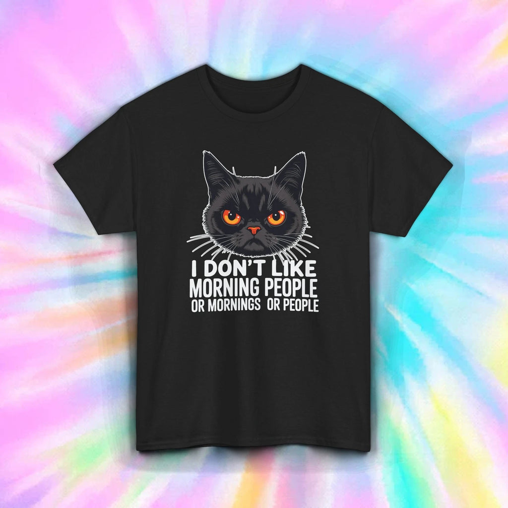 Don’t Like Morning People Shirt Funny Grumpy Cat Sarcastic Quote Tee S-5XL