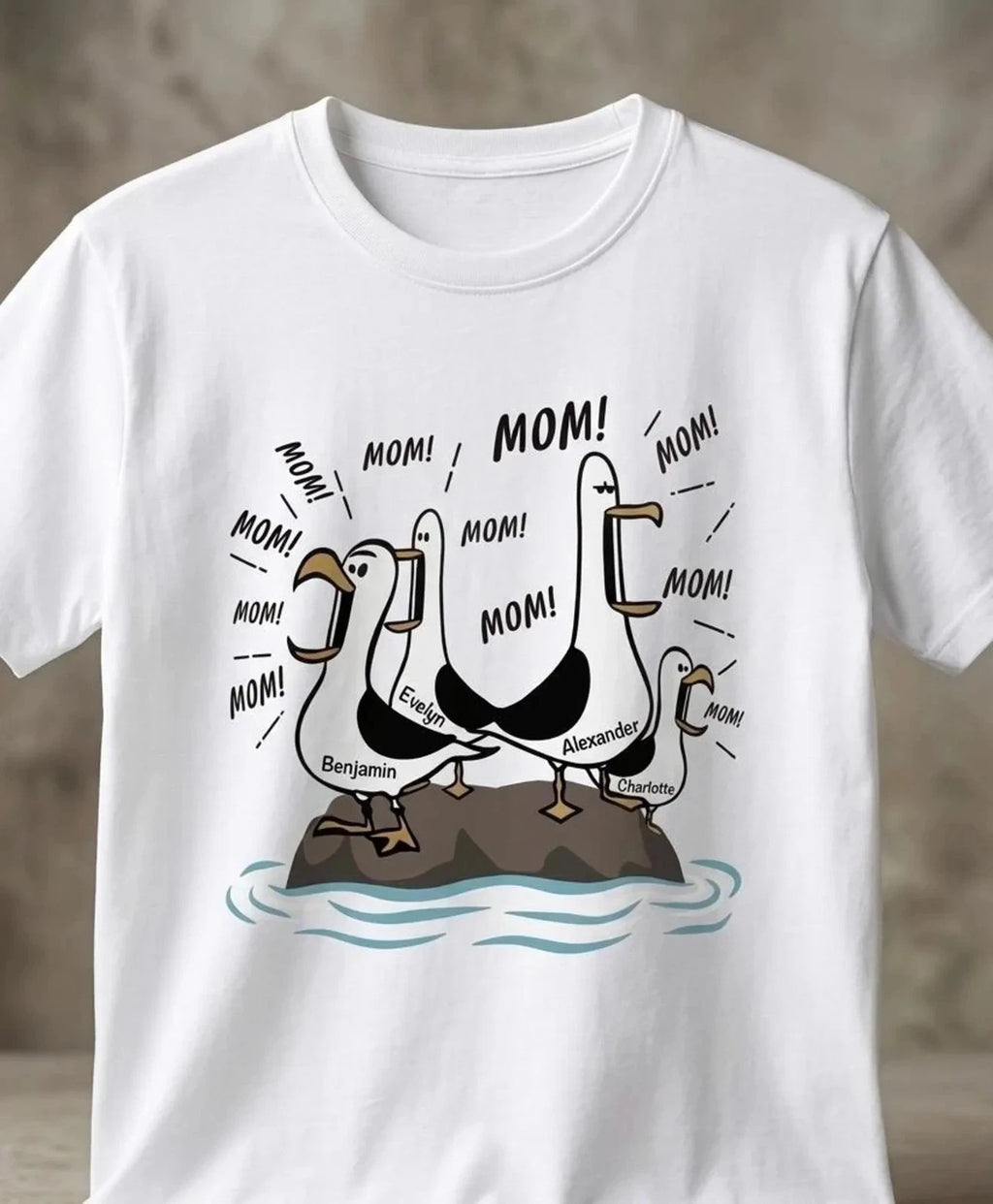 Funny Seagulls MOM! T-Shirt White