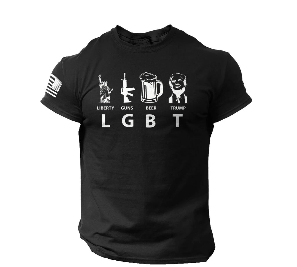 Men T Shirt Liberty Guns Beer Trump Funny