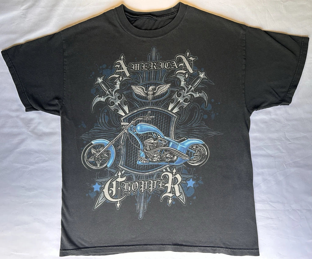 Vintage Y2K American Chopper Motorcycle Large Black T-Shirt