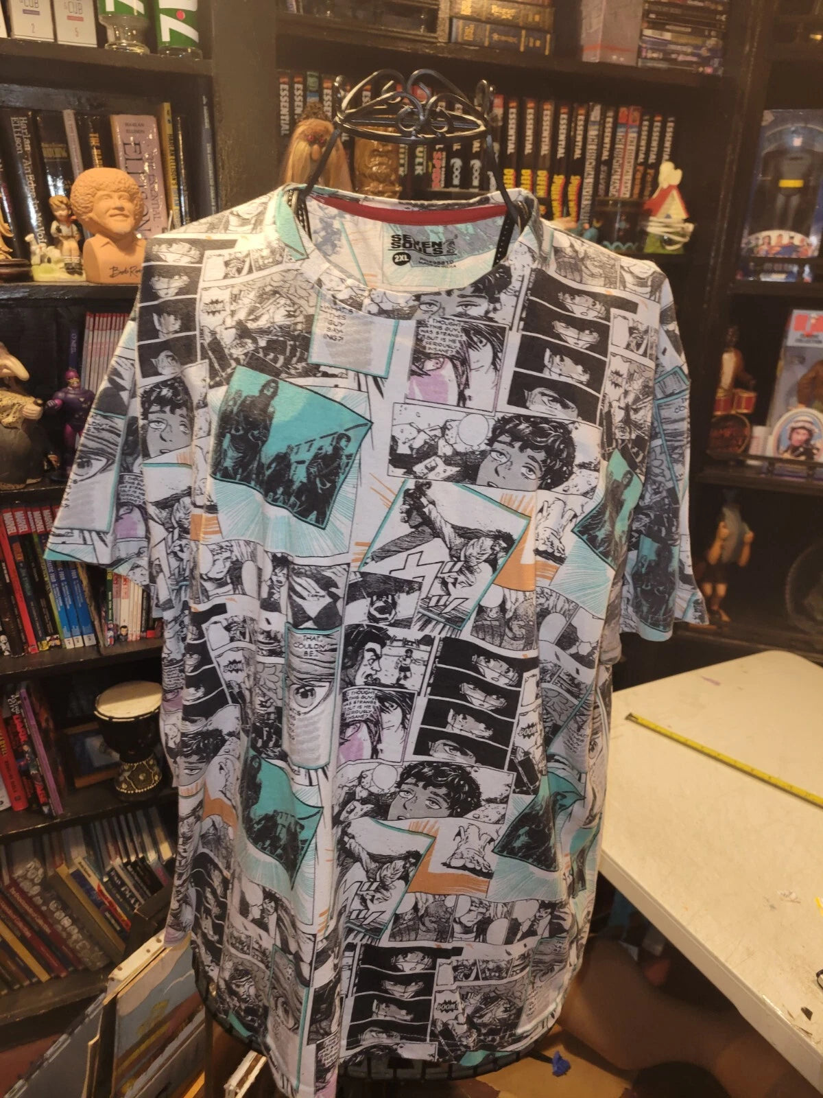 Seven Souls Pop Art Japanese Anime Comic Strip All Over Print T-Shirt - 2XL EUC