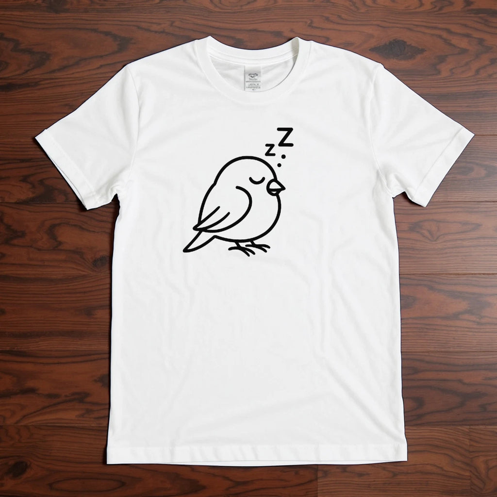 Cute Sleeping Bird T-Shirt | Minimalist Animal Graphic Tee | Funny Kawaii Nap