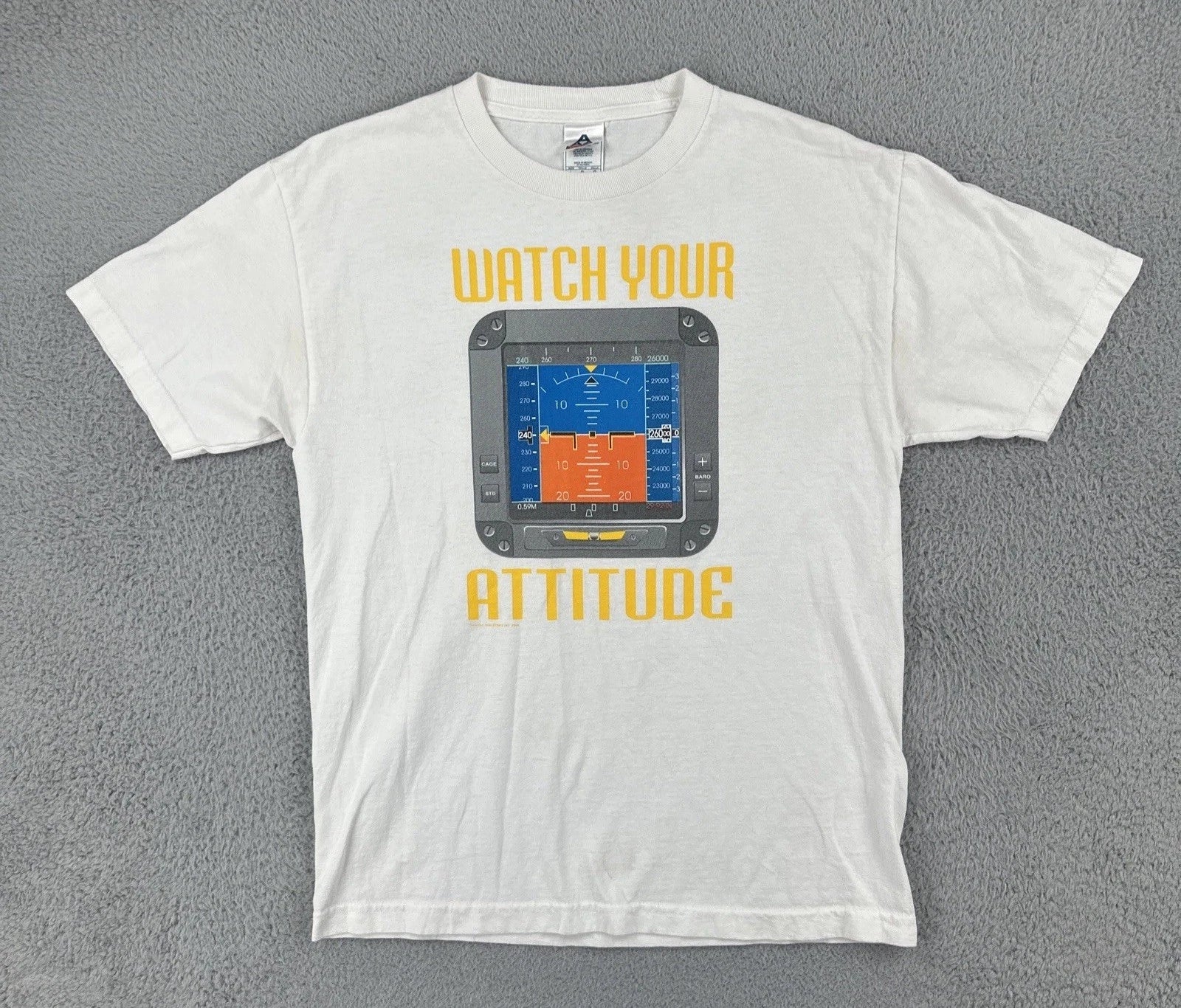 Vintage Alstyle Y2K Large White T Shirt Attitude Meter Funny Comedy Humor Tee