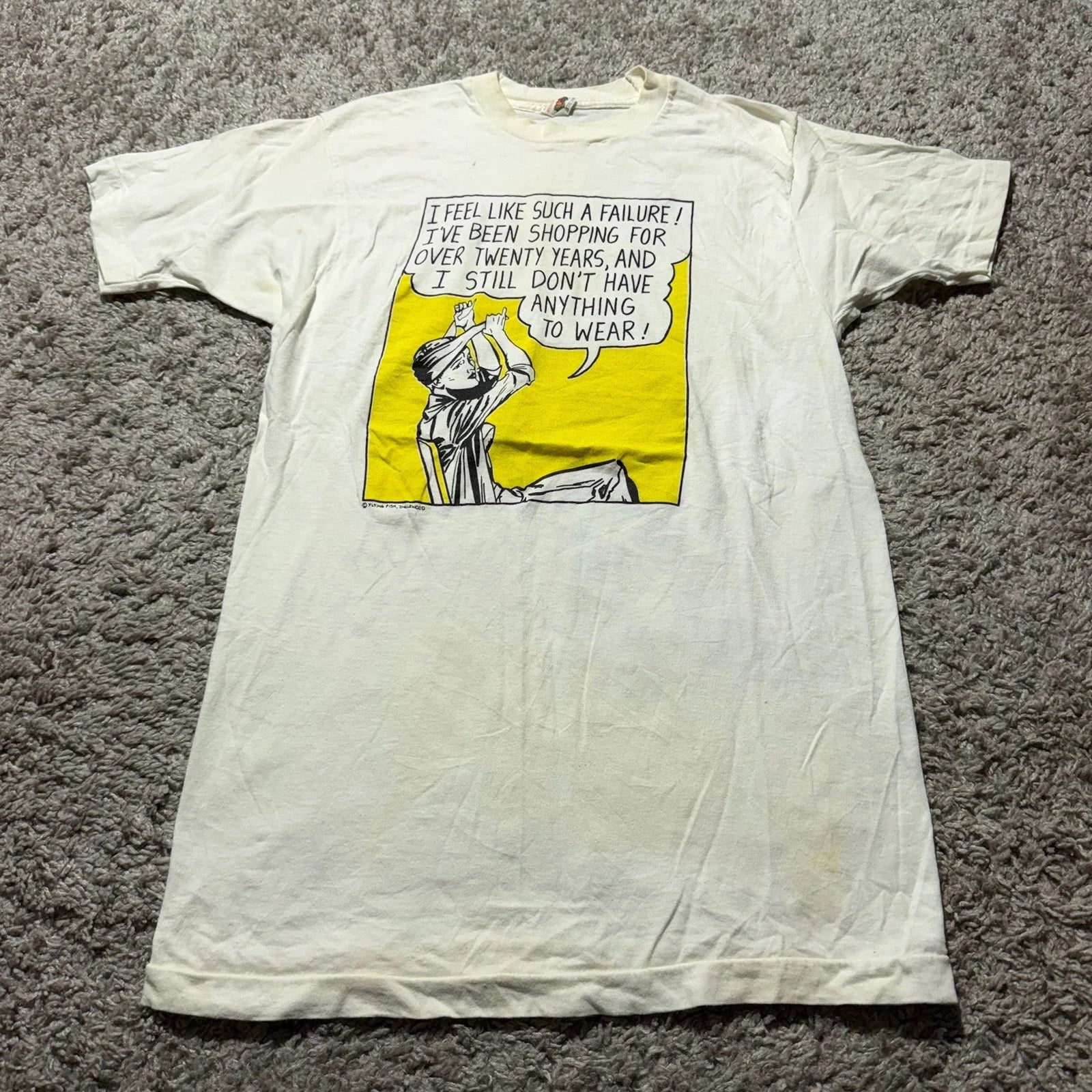 Vintage 80s Roy Lichtenstein Pop Art Funny Shopping Mens M Fits S Tee Single