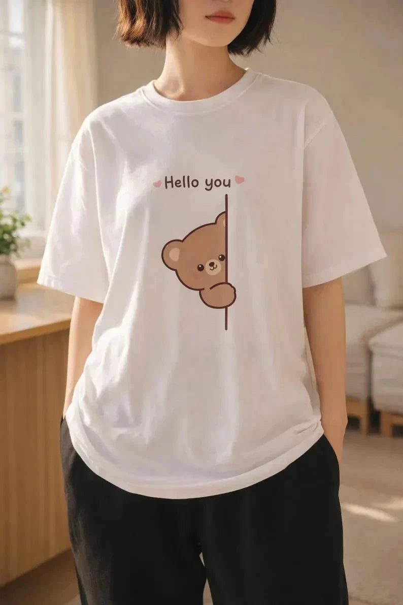 Peekaboo Bear T-Shirt | Kawaii Animal Graphic Tee