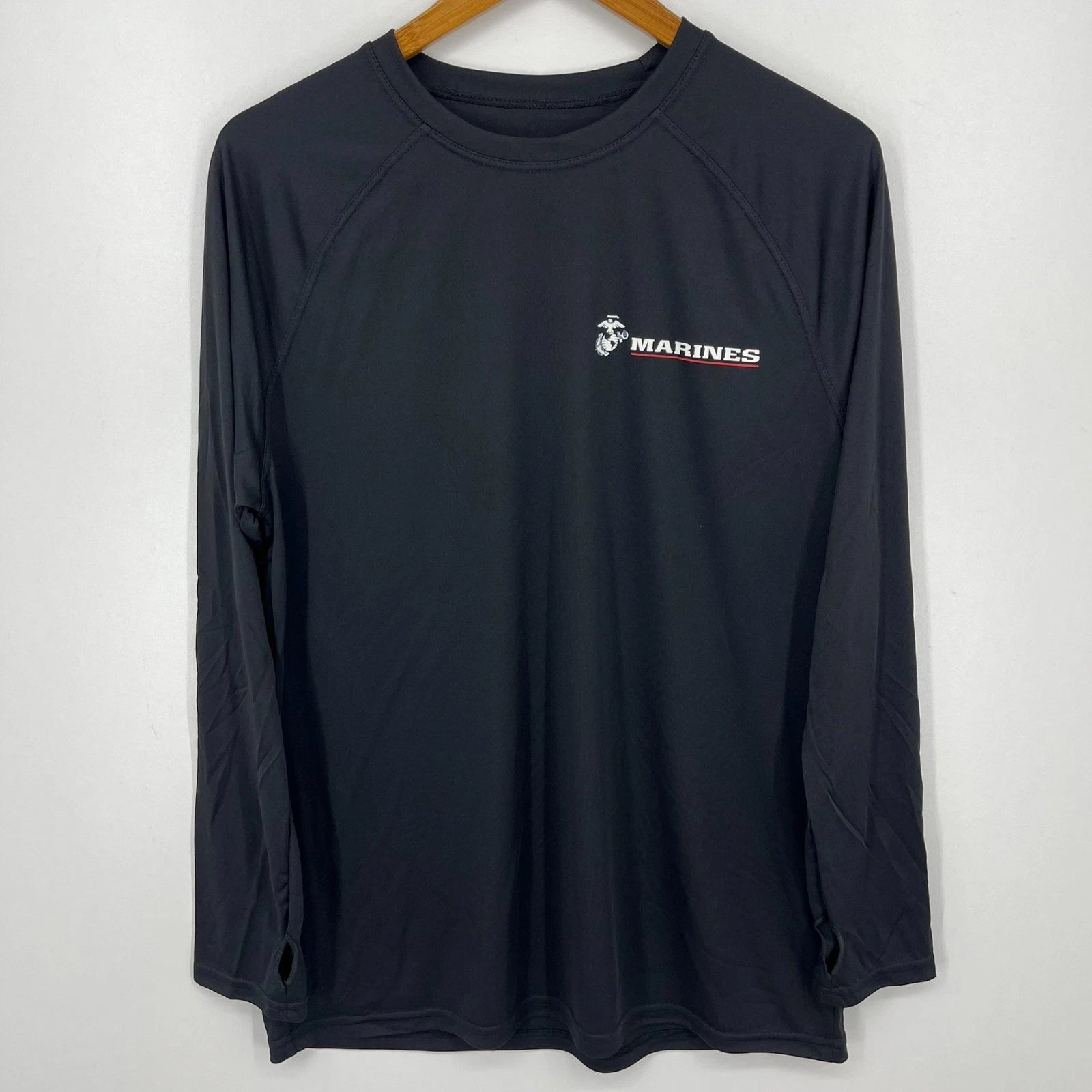 USMC Marines Long Sleeve T-Shirt Men's Size M Black Moisture Wicking USA NWOT