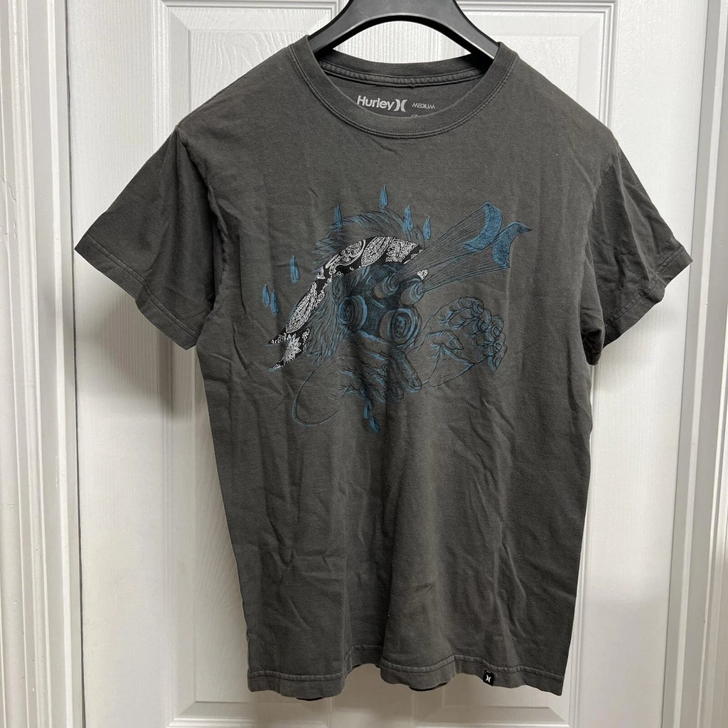 Y2K Hurley Grey Graphic T-Shirt Sz. M