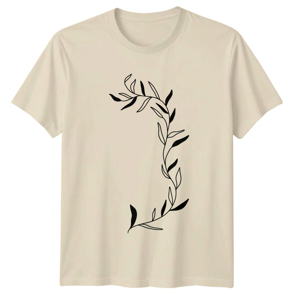 Nature Inspired Botanical Art Minimalist Womens T-Shirt Boho Floral