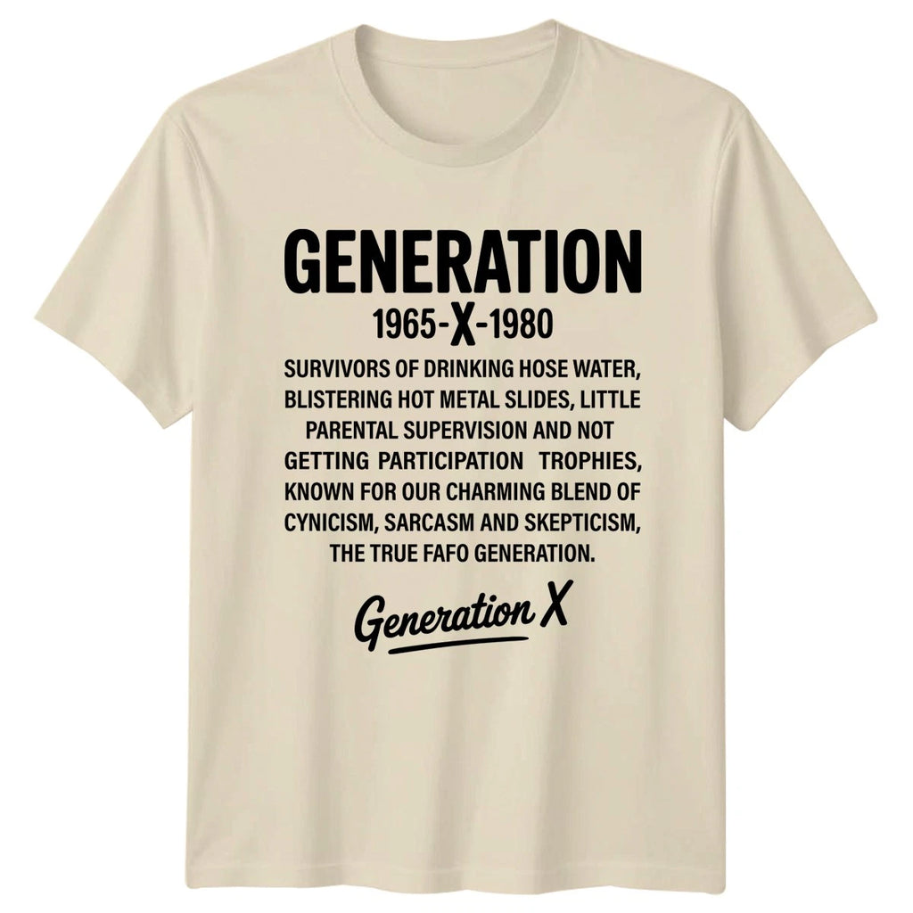 Generation 1965 X 1980 Survivors T-Shirt Gen X Nostalgia Generational Gift