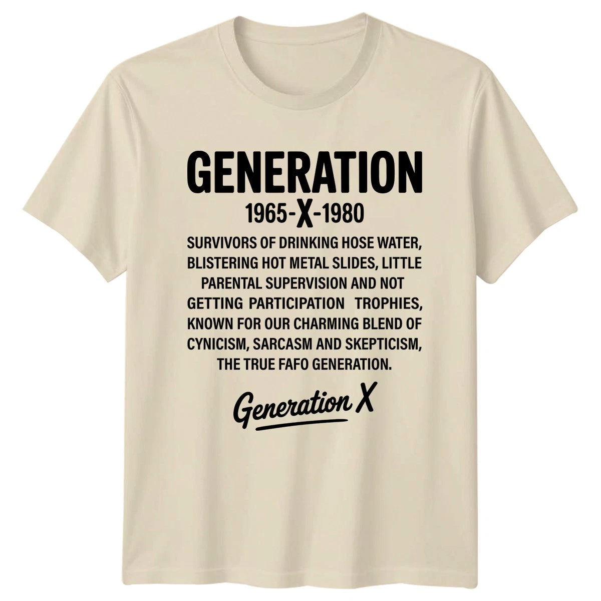 Generation 1965 X 1980 Survivors T-Shirt Gen X Nostalgia Generational Gift