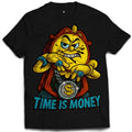 Time Is Money Graphic T-Shirt Cartoon Clock Bling Streetwear Black White Tee
