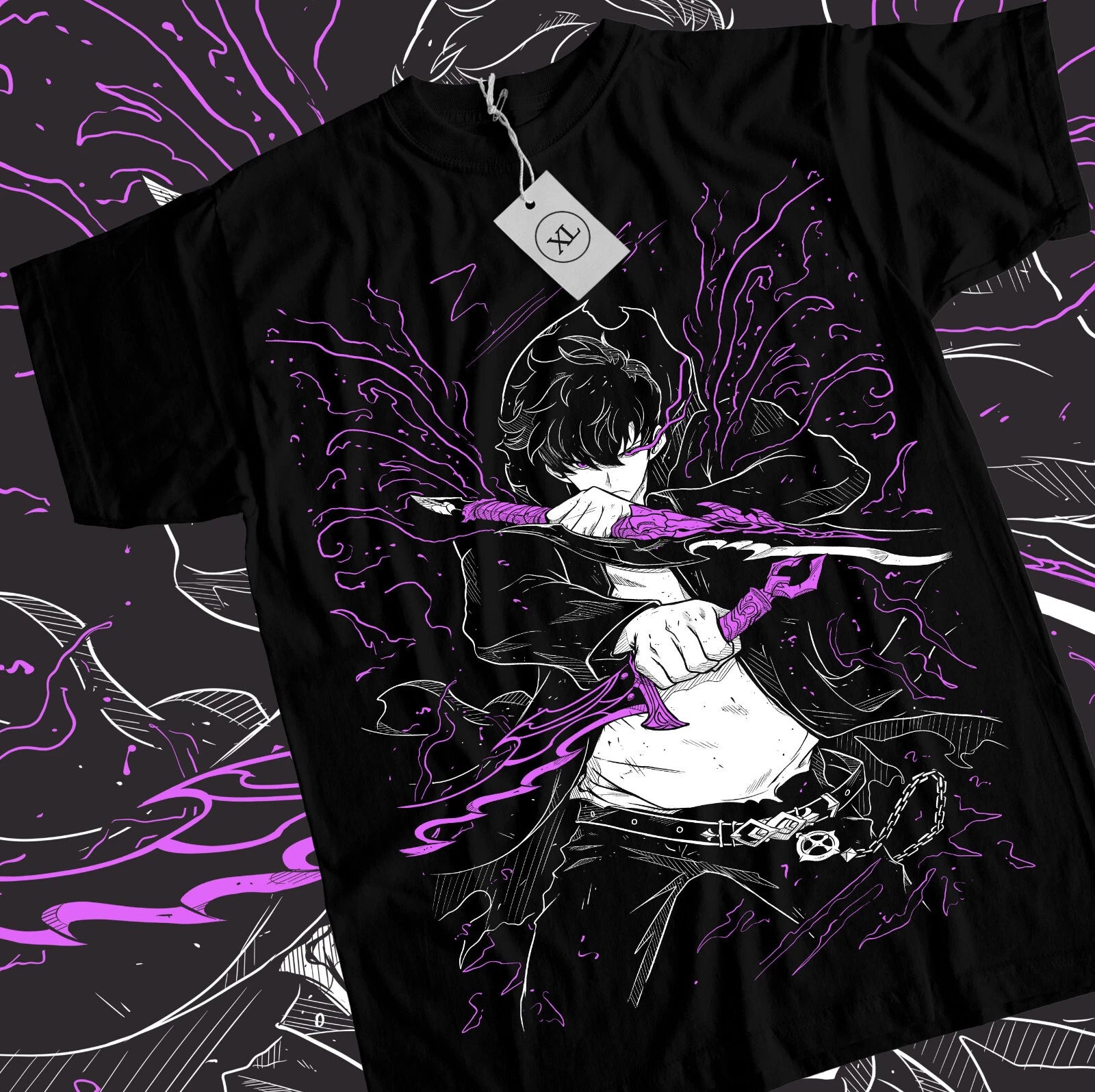 Solo Leveling T-Shirt Sung Jinwoo New Anime Manga Black Shirt Tee All Size