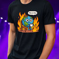 Men's Earth on Fire Meme Motif Cotton T-Shirt Size XS to 5XL