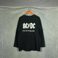 Vintage Y2K AC/DC Back in Black Long Sleeve t shirt Mens Size XL Black