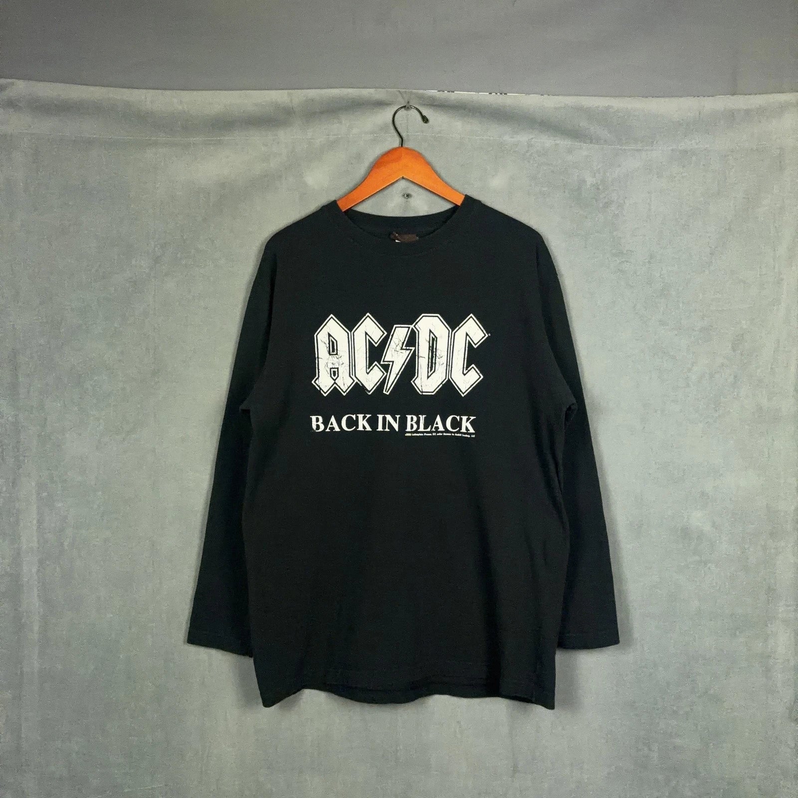 Vintage Y2K AC/DC Back in Black Long Sleeve t shirt Mens Size XL Black