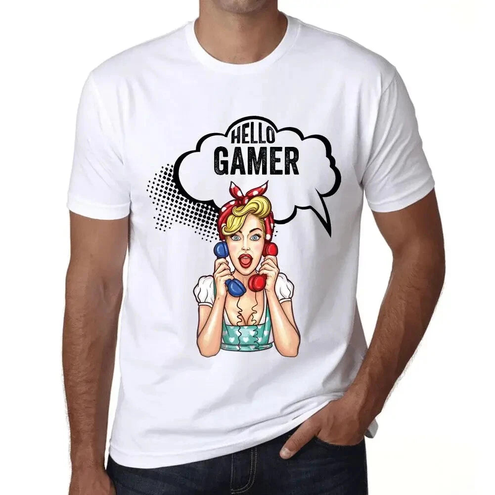 Men's Graphic T-Shirt V Neck Hello Gamer Eco-Friendly Limited Edition