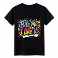 Retro Graffiti "Bite Me I Like It" T-Shirt, Bold Statement Streetwear Tee