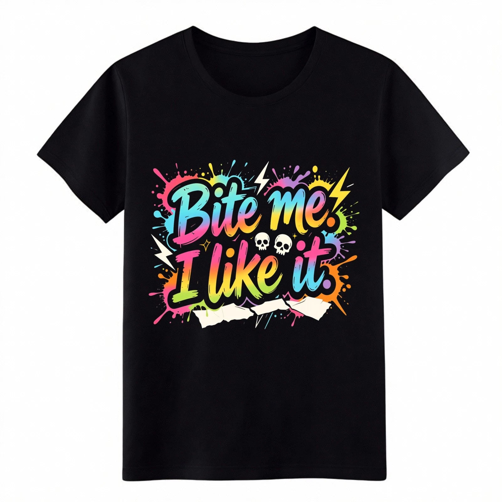 Retro Graffiti "Bite Me I Like It" T-Shirt, Bold Statement Streetwear Tee