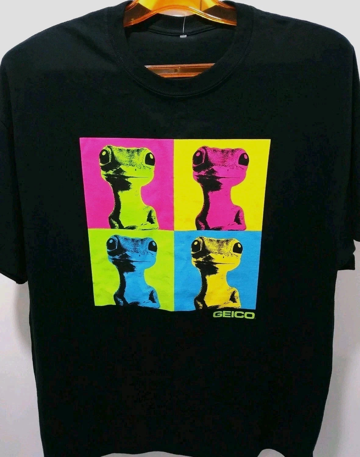Gieco Gecko - Pop Art Graphic Tee - Promotional T-shirt - Mens Sz XL - Black