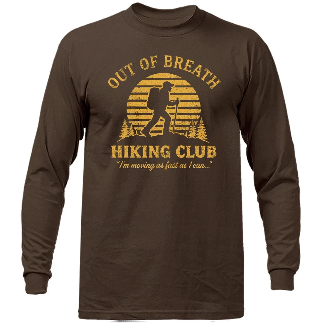 Funny Hiking Shirt Out of Breath Hiking Club Vintage Outdoor Long Sleeve Shirt