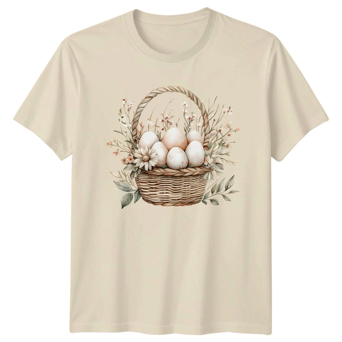 Boho Easter Eggs Basket Womens T-Shirt Cottagecore Easter Holiday Gift For Her