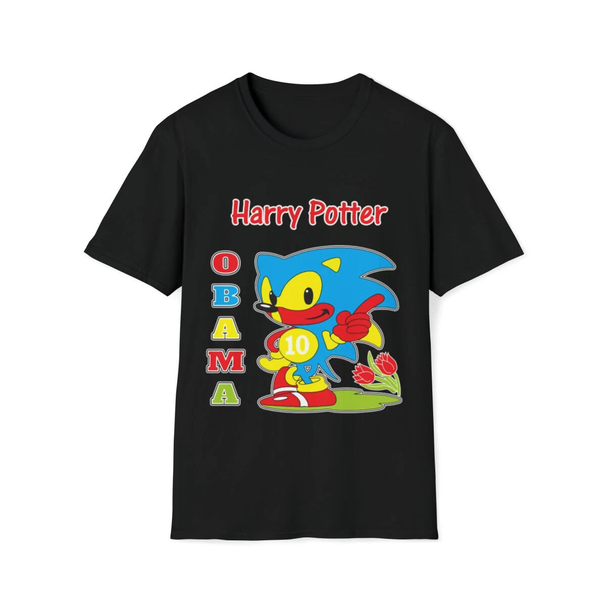 Obama Sonic Bootleg Ironic Humor Gaming Graphic Unisex T-Shirt