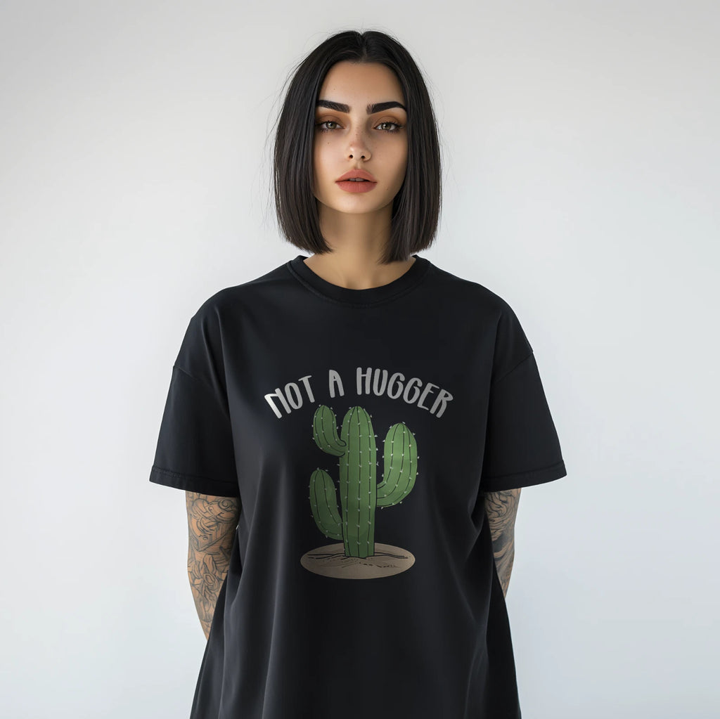 Not A Hugger Cactus T-Shirt Funny Sarcastic Desert Plant Graphic Tee Gift A94