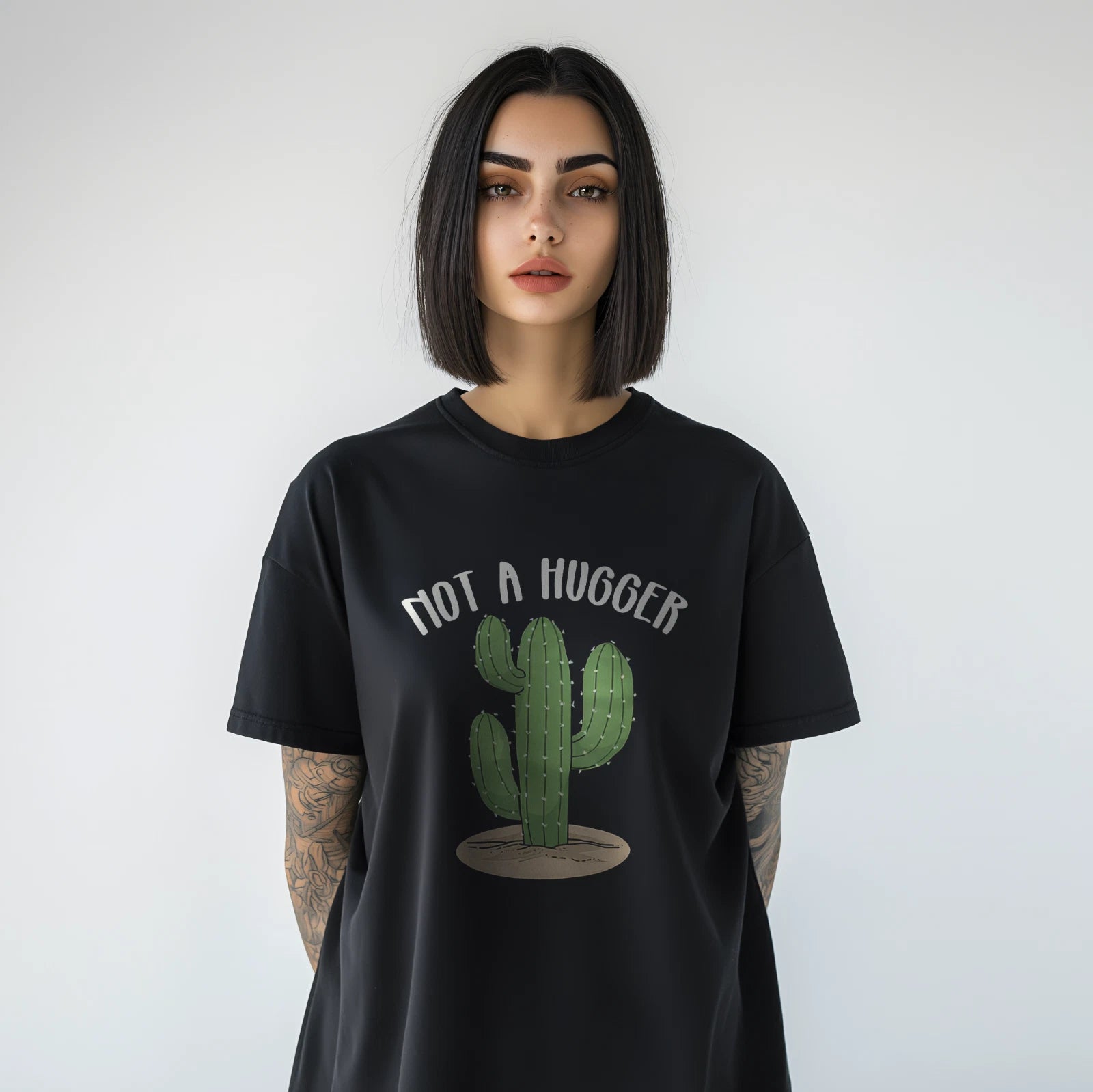 Not A Hugger Cactus T-Shirt Funny Sarcastic Desert Plant Graphic Tee Gift A94