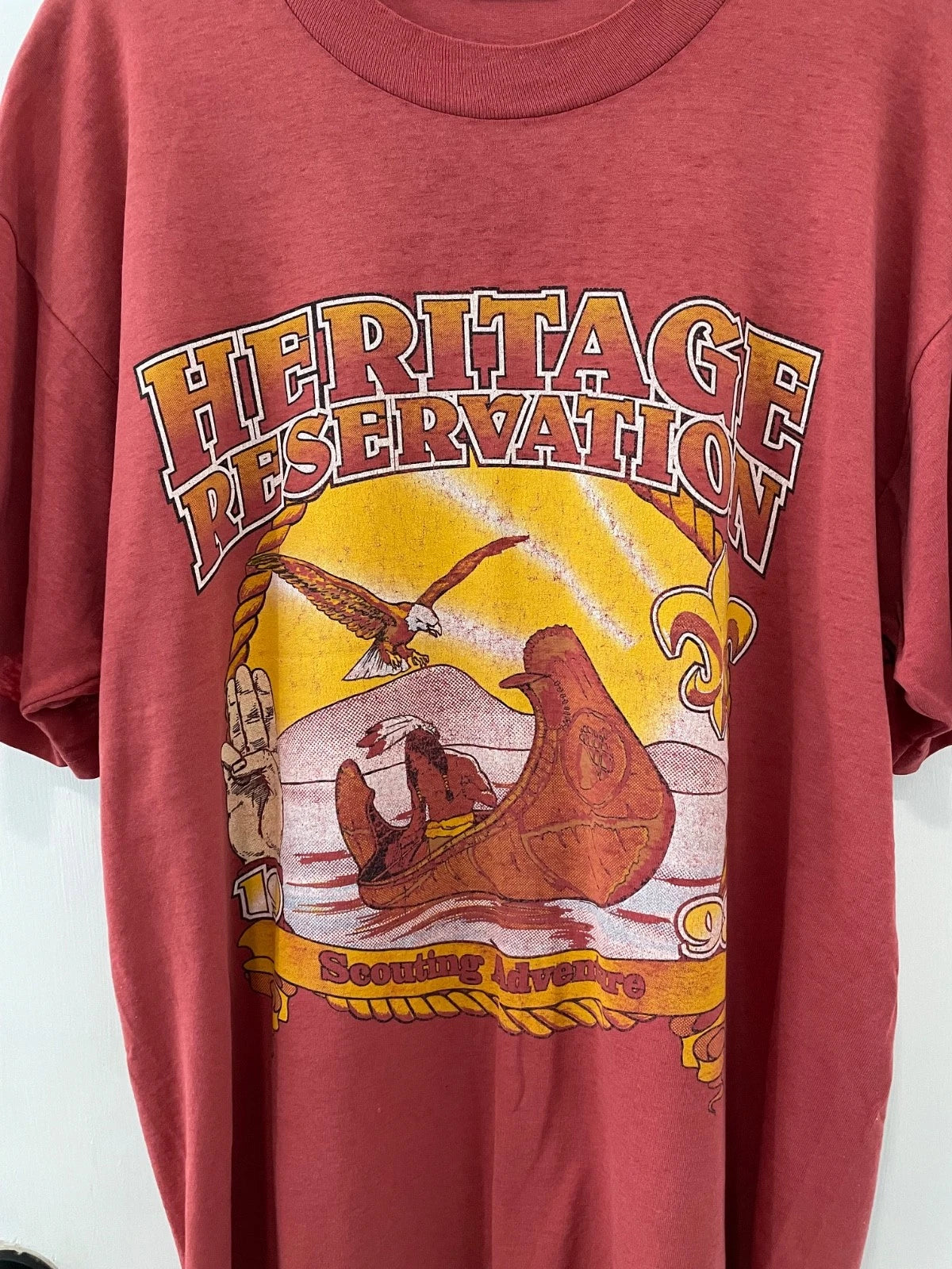 1998 Boy Scouts Native American vintage tshirt 90s nature eagle canoe Large