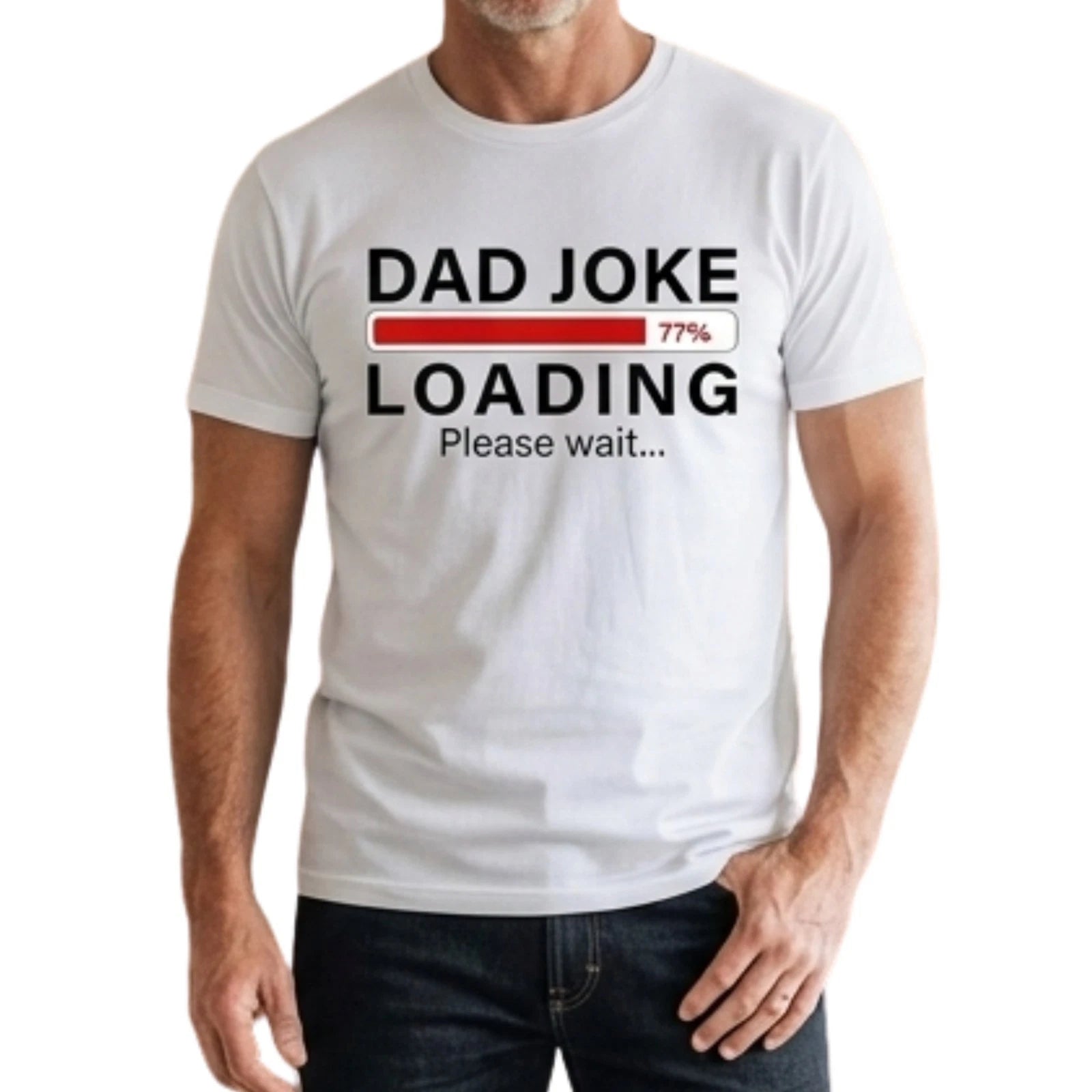 Dad Joke Loading... Please Wait Funny Men's Novelty T-Shirt - Black & White