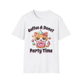 Coffee & Donut Party Time T-Shirt | Cute Cat Donut Design