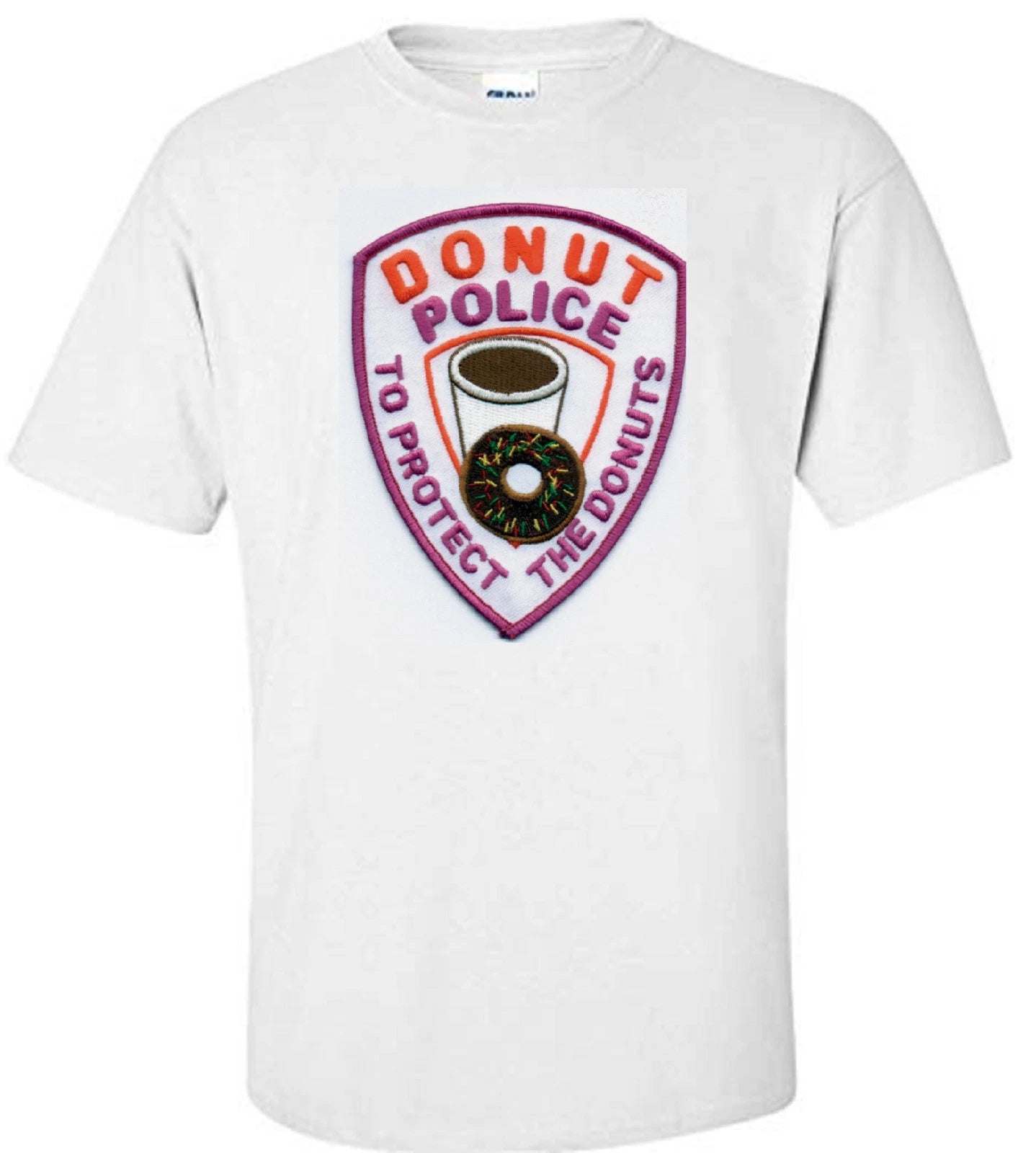 "DONUT POLICE" FUNNY COP WHITE T-SHIRT