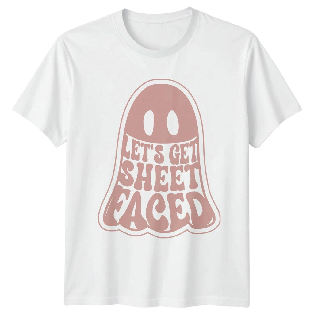Lets Get Sheet Faced T-Shirt Funny Halloween Puns Halloween Gift For Him