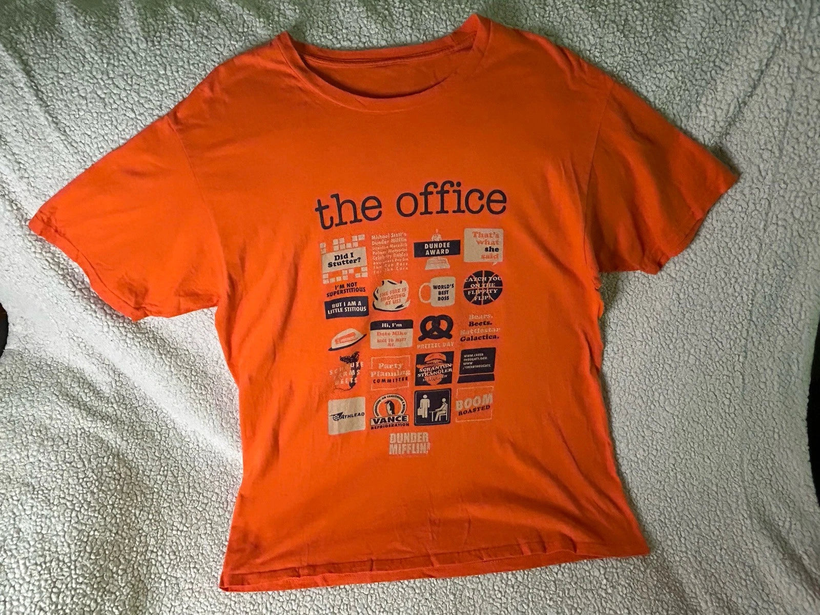 The Office Quote Mash Up Men's Orange Short Sleeve T-Shirt, Size Large