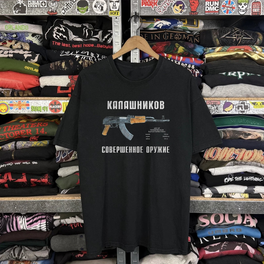 90s Kalashnikov AK-47 Tour Washed T-Shirt Black L