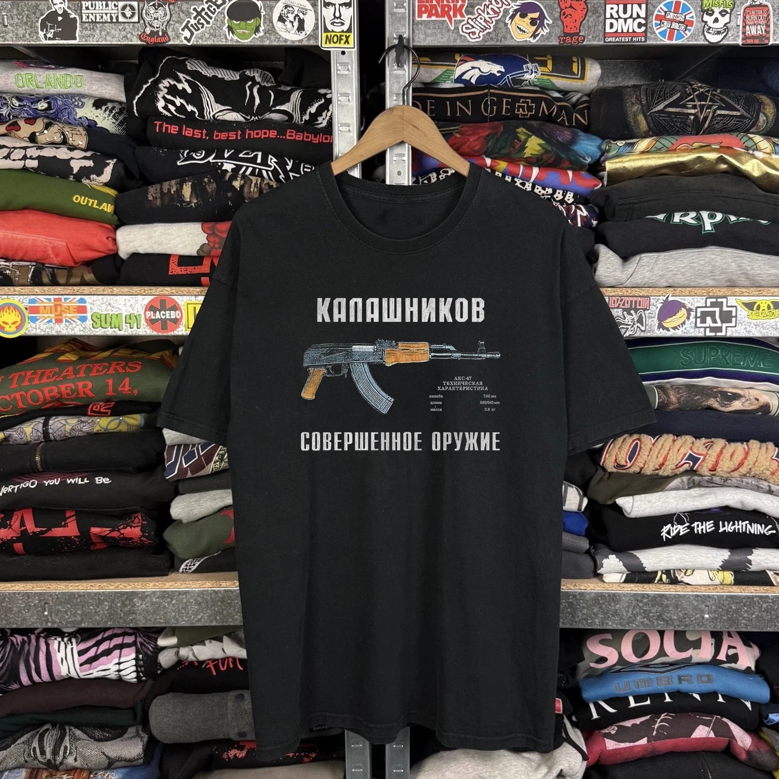 90s Kalashnikov AK-47 Tour Washed T-Shirt Black L