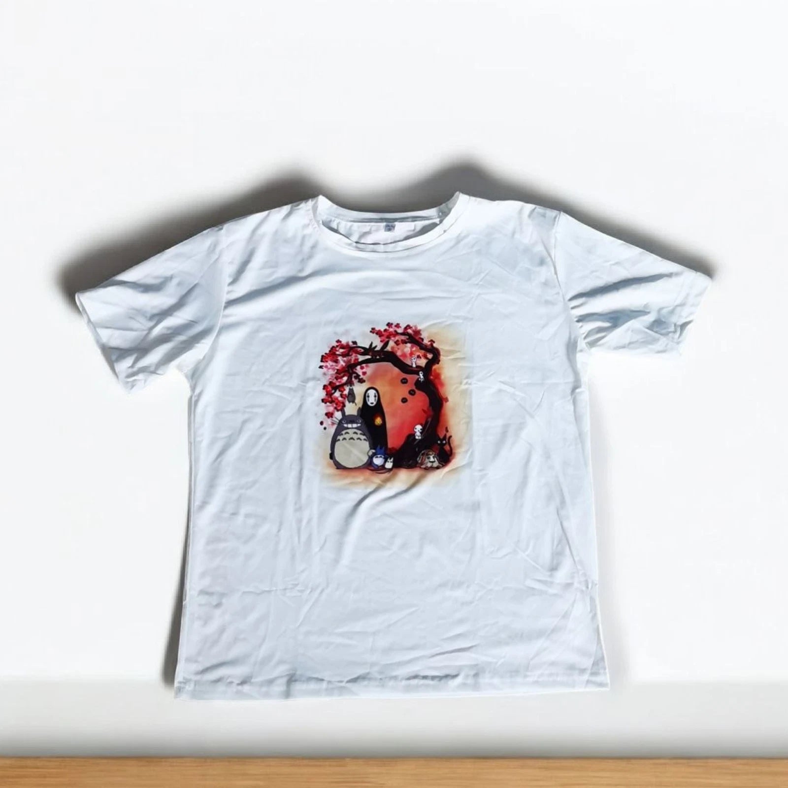 Studio Ghibli Anime T-Shirt No Face Totoro Graphic White Tee Unisex Size L