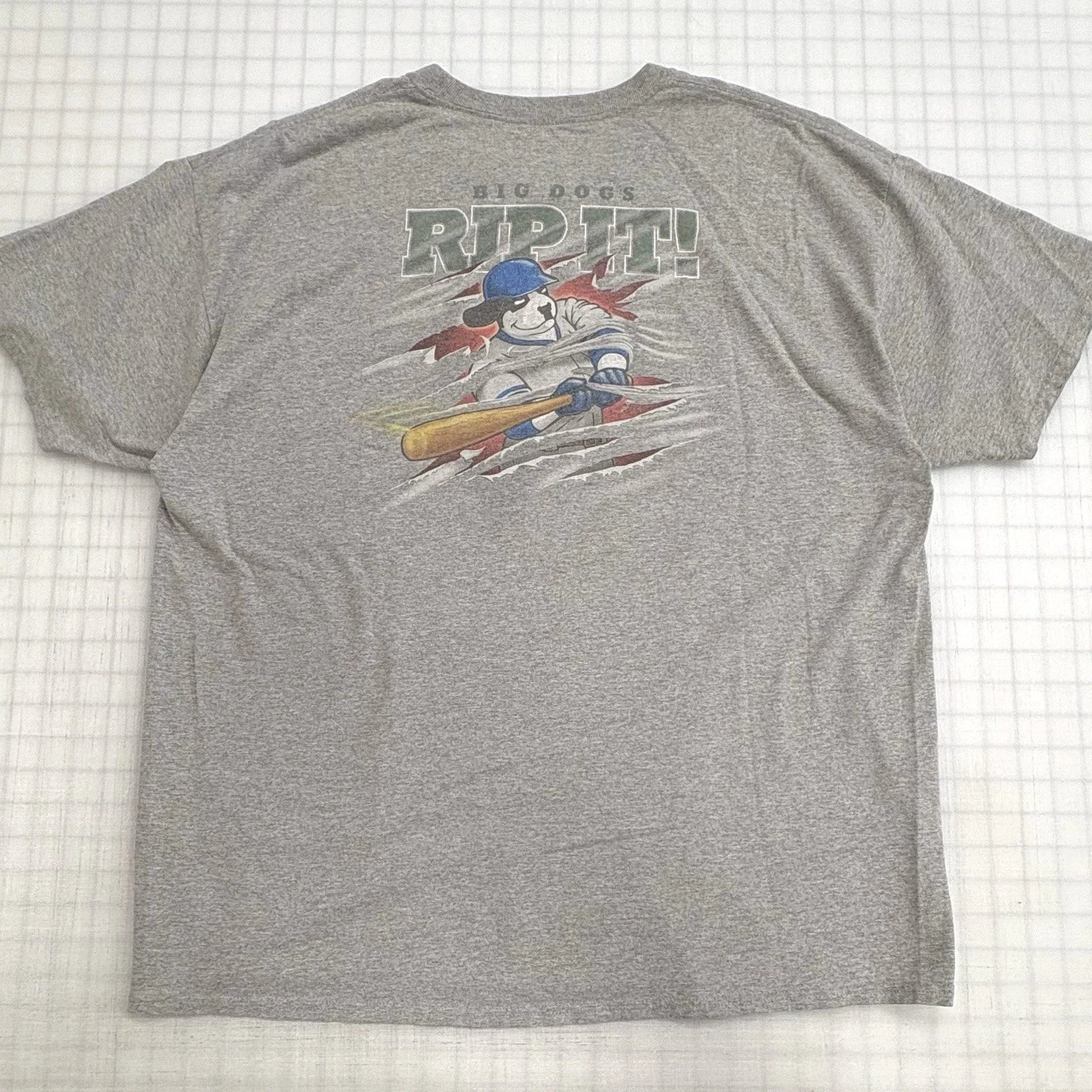Vintage Y2K Big Dogs Brand Baseball “Rip It” Sports Hanes Shirt Size 2XL