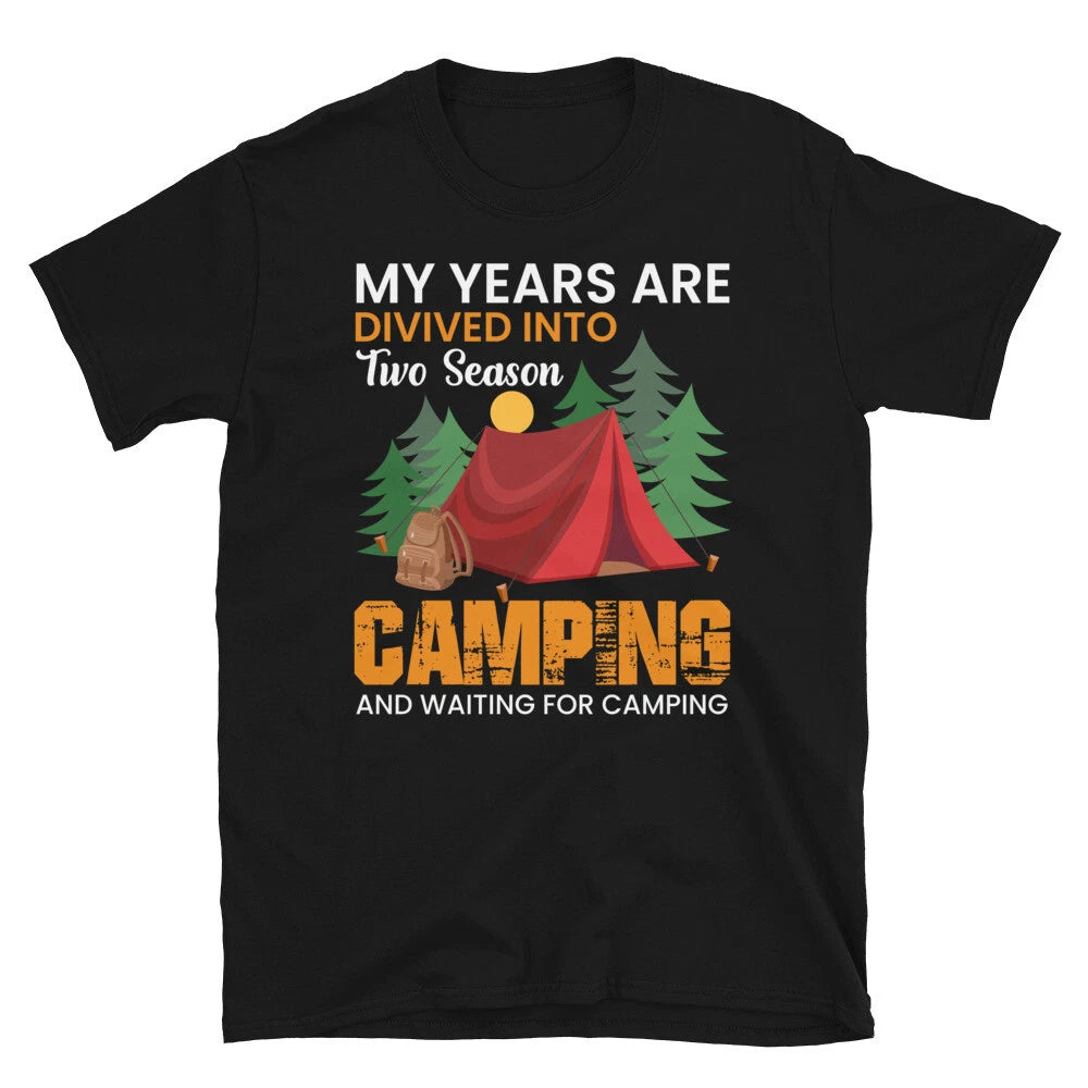 Two Seasons Vintage Design Camping Novelty T-Shirt
