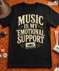 Music Is My Emotional Support Shirt Cassette Mix Tape Music Lovers Tee XS-5XL