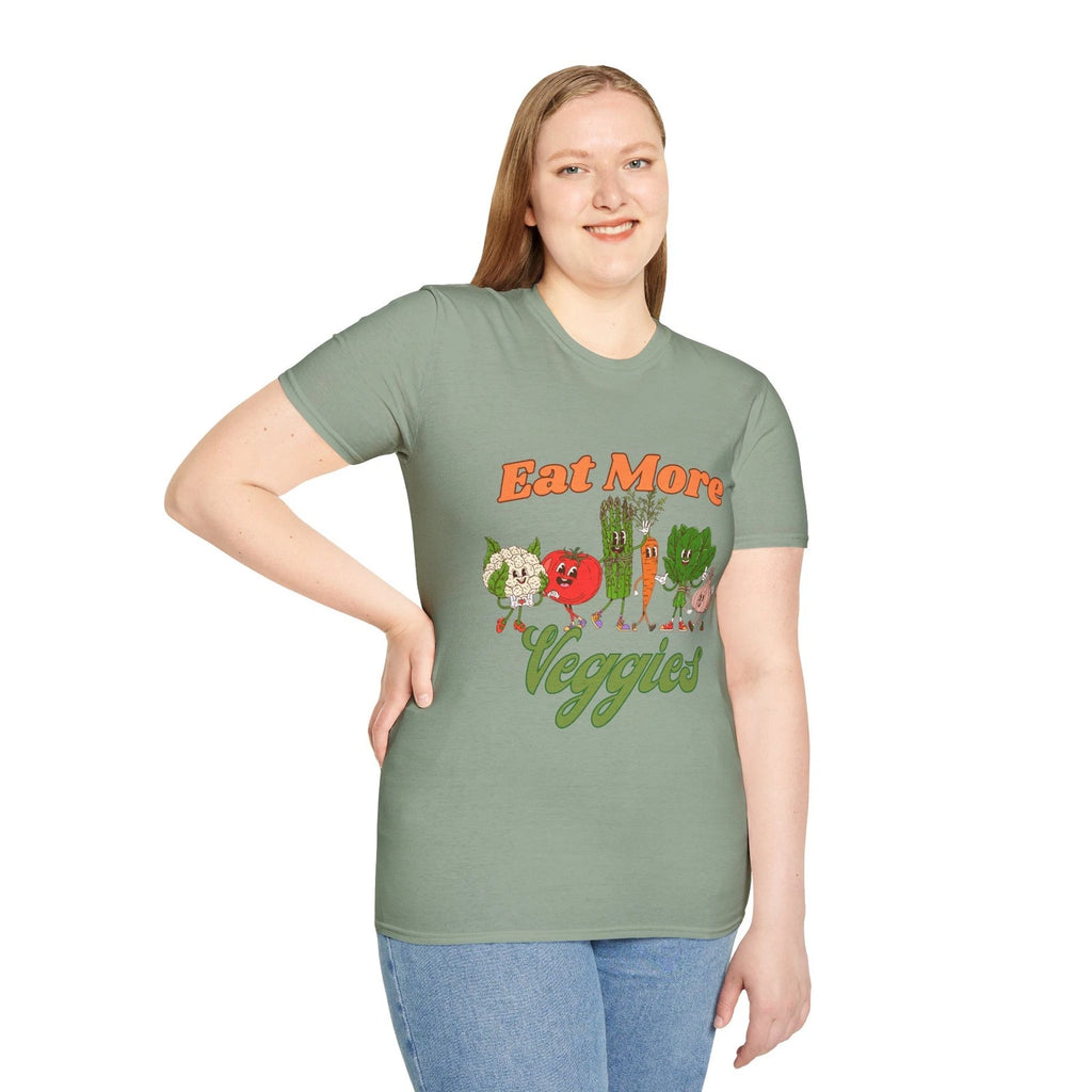Eat More Veggies T-Shirt | Vintage Cartoon Vegetable Design