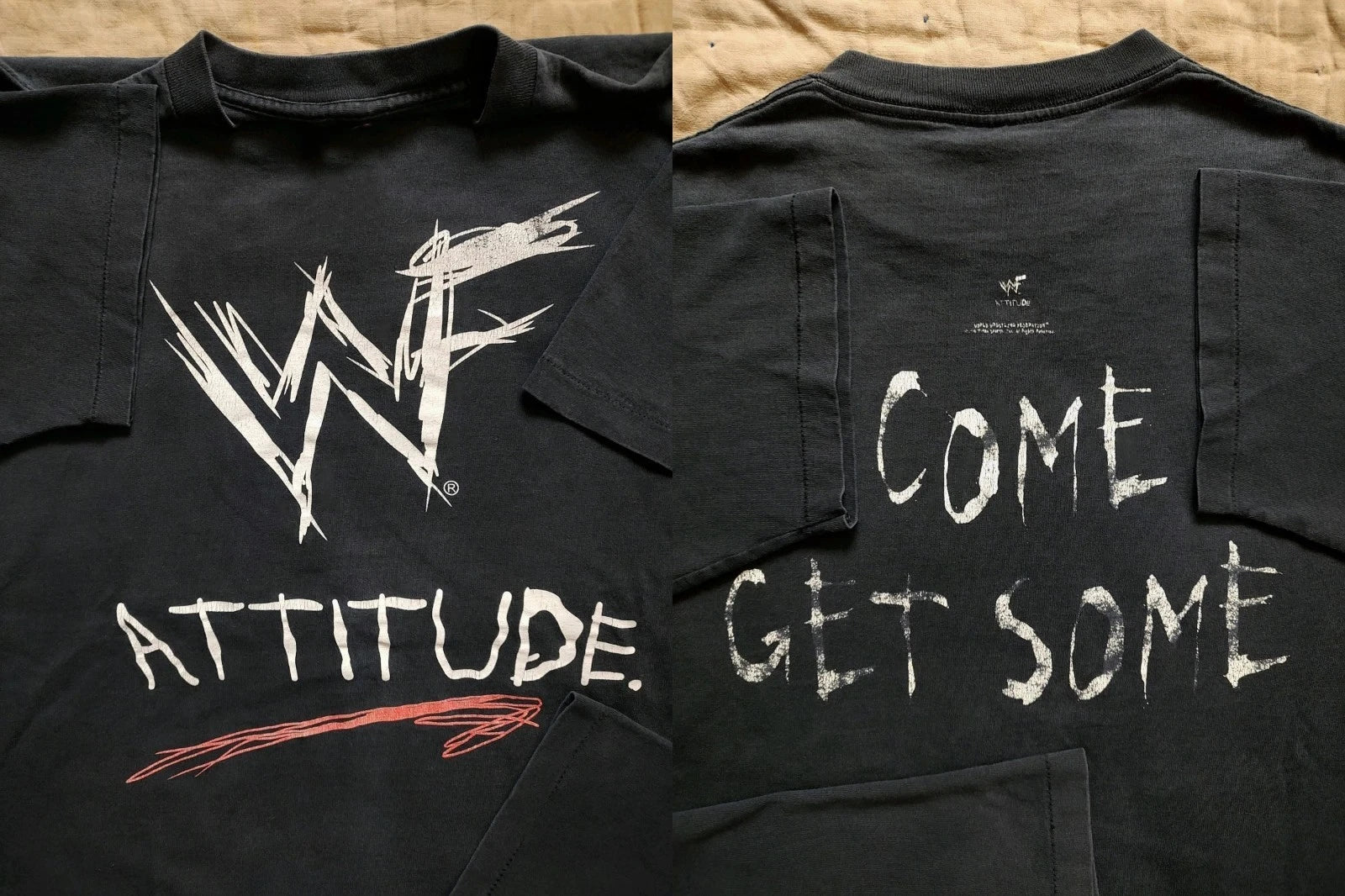 New Shirt /90s WWF Attitude Come Get Some-double side shirt