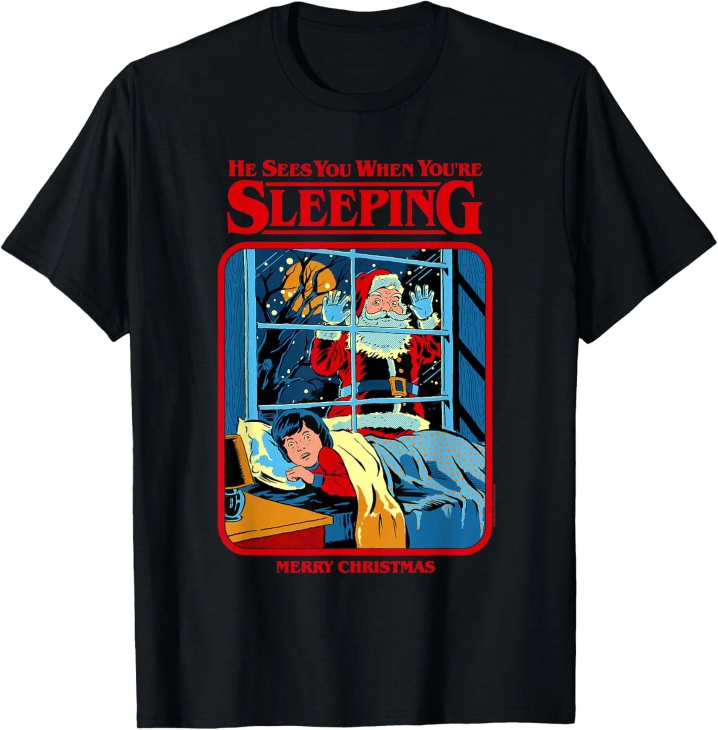 Steven Rhodes Santa Claus Sees You Retro Dark Humor T-Shirt