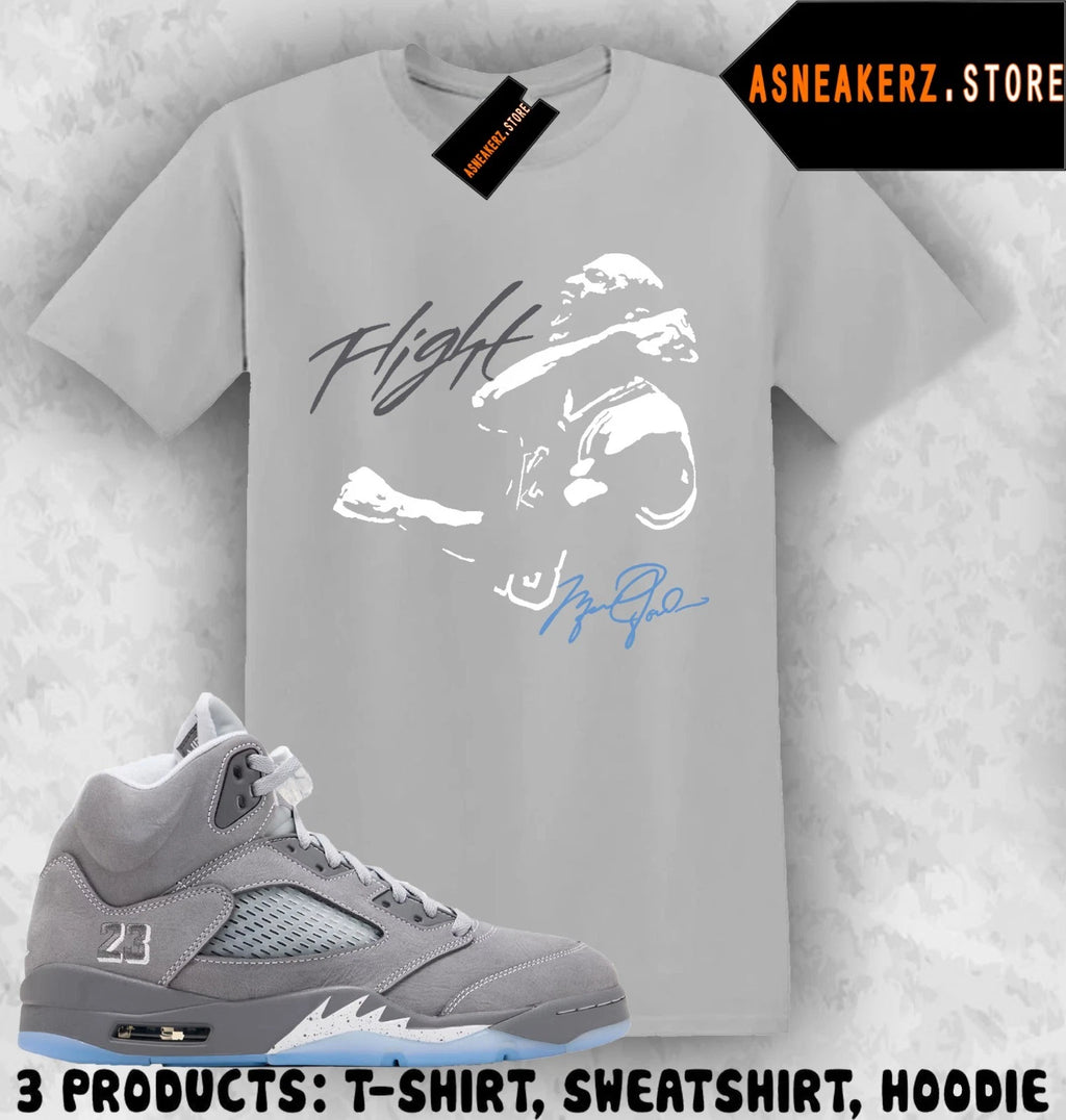 Tee Shirt Matching AJ 5 Wolf Grey 2026 To Match Sneaker MJ Victory 5s T-Shirt